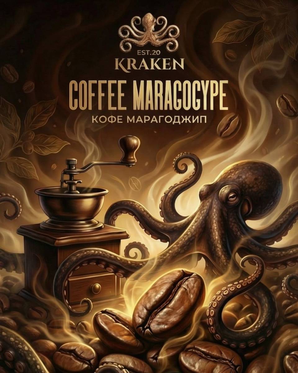 Табак Kraken Medium - Никарагуанский Кофе Марагоджип 250 гр.