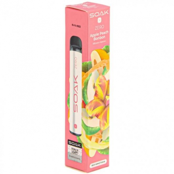 Эл. сиг. SOAK X ZERO WHITE 2200 Apple Peach Bonbon/ Яблоко-персик 0 %
