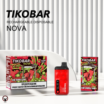TIKOBAR NOVA Клубника киви жвачка 10000 затяжек МРК
